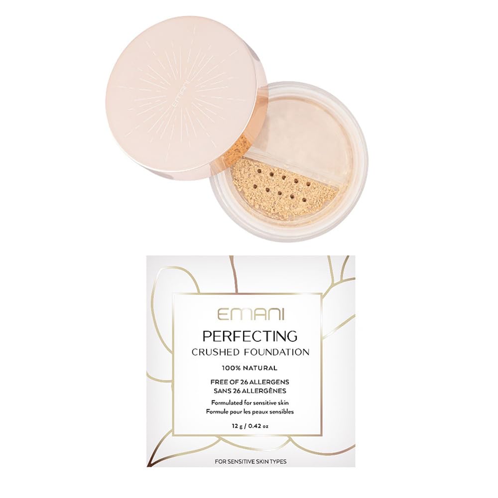 Emani Loose Powder Foundation Makeup for Sensitive Skin, Skin Perfecting, Natural Mineral Foundation with Buildable Coverage, Oil Control, Talc Free, Cruelty-Free & Vegan, Vanilla