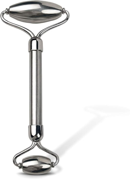 Stainless Steel Facial Roller - Metal Face and Eye Roller, Gua Sha Facial Tools Stainless Steel, Reduce Puffiness, Cooling Dual Sided Stainless Steel Facial Roller Massager