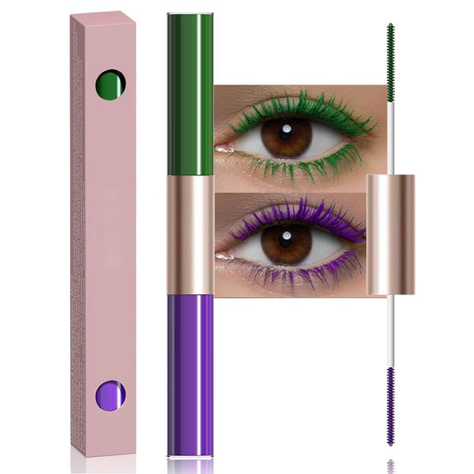 BINGBRUSH Colored Puple Mascara, Long-Lasting, Volumizing & Lengthening Green Mascara Vibrant,Waterproof Eye Makeup for Party & Daily Looks (02#-Green & Purple)