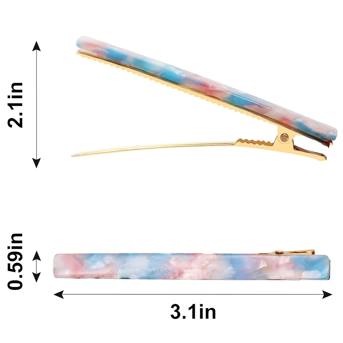 Cobahom 6 Pcs Duckbill Hair Clips, Acrylic Resin Hair Clip Metal Duck Teeth Hair Pins Chic Tortoise Shell Hair Barrettes for Thick Hair (3 White & 3 Blue-Pink)