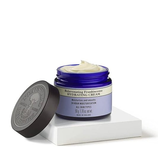 Neal's Yard Rejuvenating Frankincense Hydrating Cream with Hyaluronic Acid & Jojoba Oil, 24-Hour Moisturization, Smooths Skin, Cruelty-Free, 1.76 oz