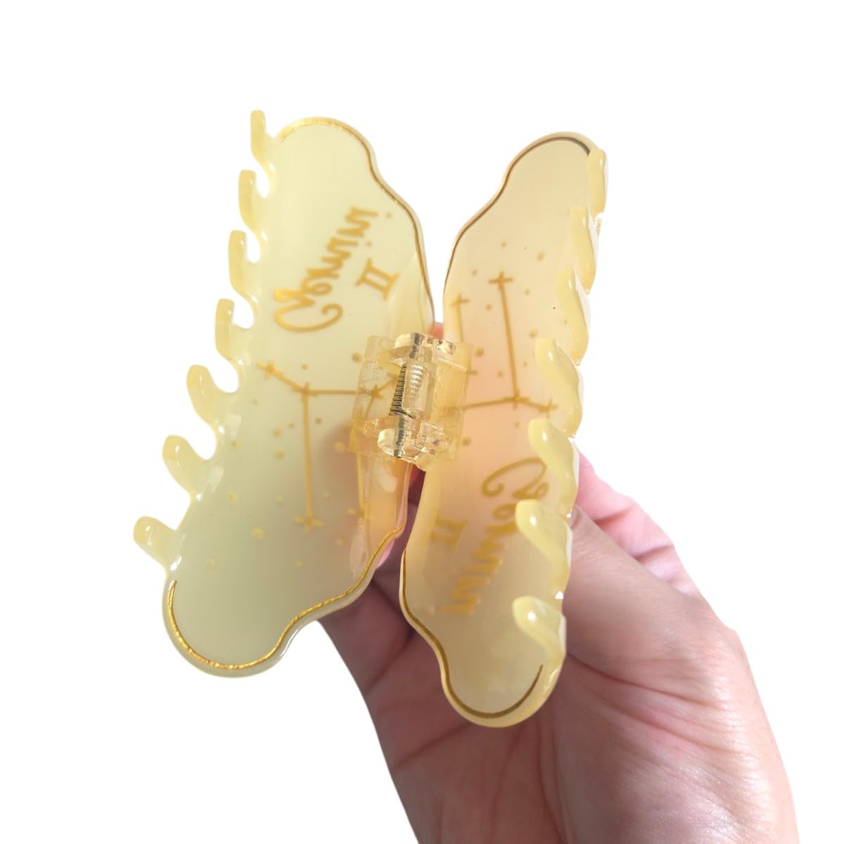 Fantasy Gemini Sign Hair Clips,Novelty Acetate Claw Clip,Zodiac Hair Clips for Women,Yellow