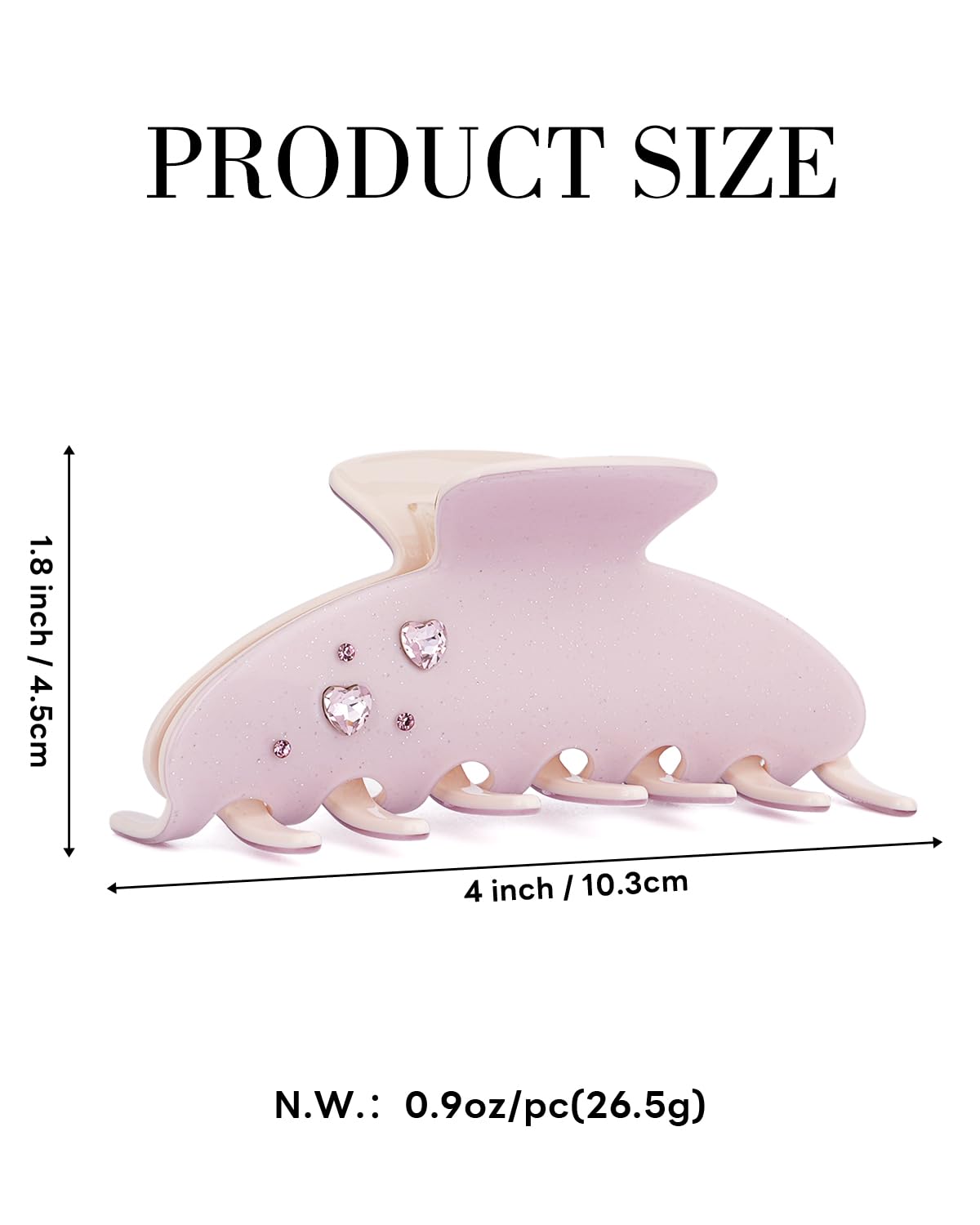 MAORULU Cute Claw Clip for Women – 4'' Large Acetate Hair Clips for Thick Thin Curly Long Hair, Rhinestone Jaw Clip Non-slip Hair Clamps, Strong Hold, Stylish French Design (Pink Rhinestone Clips)