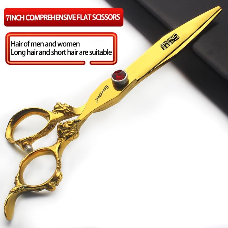 Gold Dragon Professional Hairdressing Scissors - 7 Inch 3-Piece Set (Gold & Black)
