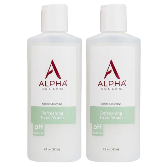 Alpha Skin Care Refreshing Face Wash, Gentle Soap-Free Formula, Citric AHA, Cleanses, Purifies, Tones & Restores pH, All Skin Types, Removes Make-Up & Oil, Anti-Aging Ingredients, 6 Oz, Pack of 2