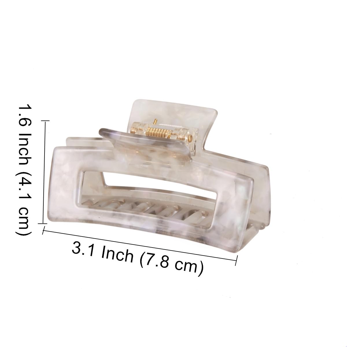 3 inch Hair Claw Clips Cutout Tortoise Shell Celluloid Jaw Clip French Design Rectangle Claw Clamp for Thin, Curly, Thick Hair Non Slip Banana Clips for Women Ladies Mother (2 Pack)