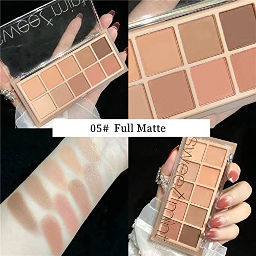 Go Ho 10 Colors Matte Eyeshadow Palette, Highly Pigmented, Blendable Shades, Waterproof, Cool/Warm-toned, 05