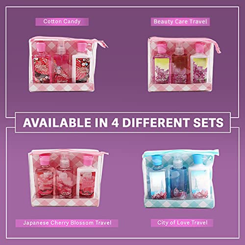 Bath & Body Care Travel Set Pea Flower Scent Home Spa Set with Body Lotion, Shower Gel and Fragrance Mist