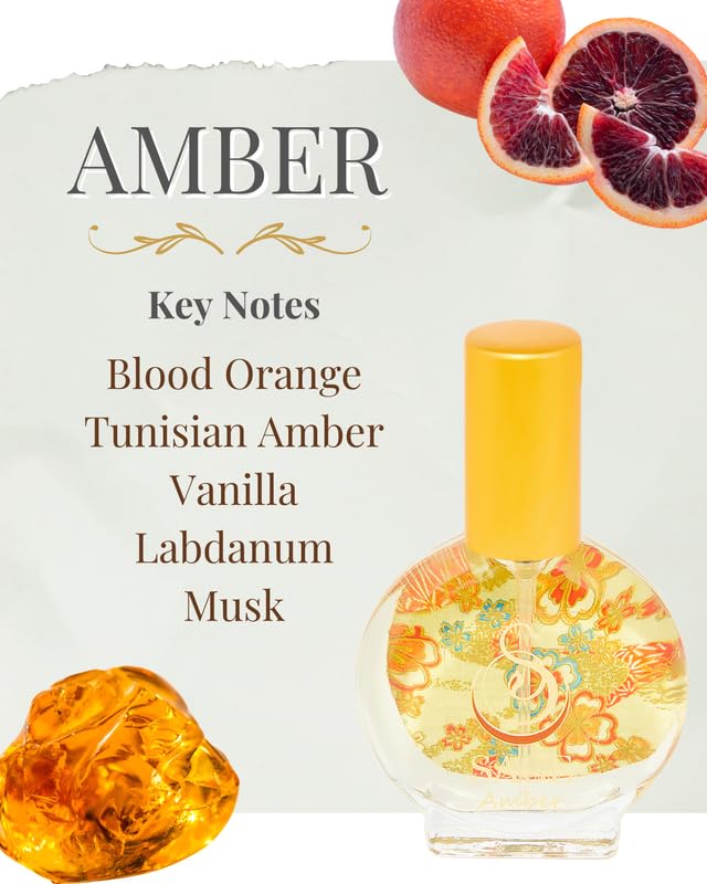 The Sagelifestyle Amber Organic Perfume Spray for Women - Vanilla, Blood Orange, Warm Musk, Labdanum - Long Lasting and Natural Scent - Vegan & Cruelty Free, Made in USA, 1/2 oz - Travel Size Perfume