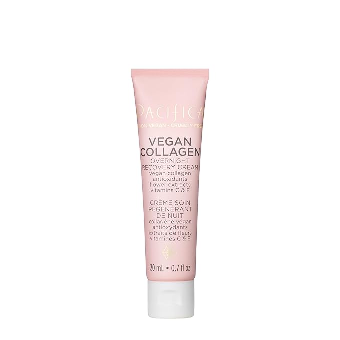 Pacifica Vegan Collagen Mini Overnight Recovery Cream, Revives & Hydrates Skin, For All Skin Types, Vegan & Cruelty-Free, 0.7 Fl Oz