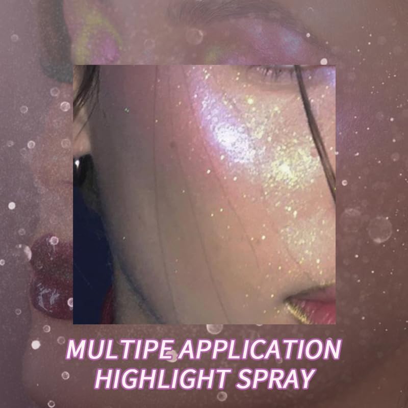 USHAS Body Glitter Spray 3.72 fl.oz - Temporary Body Shimmer Spray for Face, Hair, Clothing, Long Lasting Quick-Drying Shiny for Music Festival Rave (01)