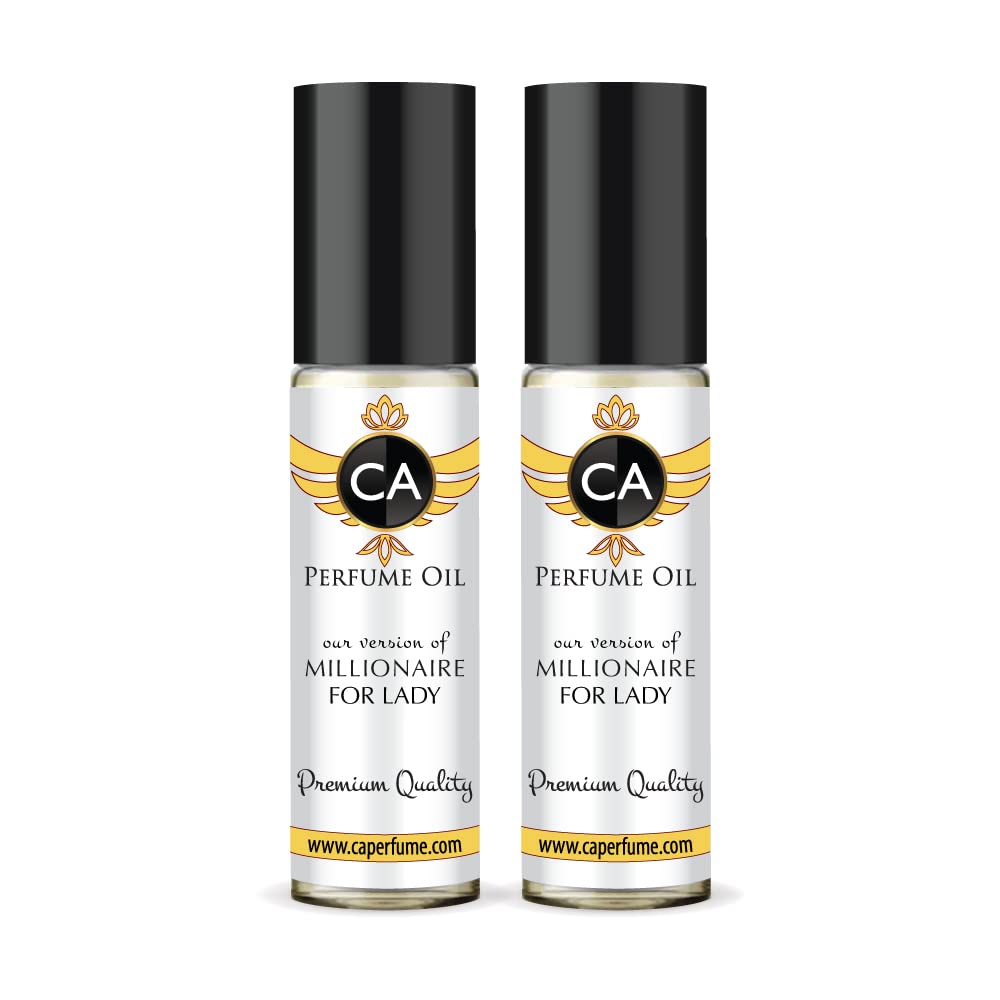 CA Perfume Impression of Millionaire For Lady for Women Eau De Parfum Floral Fruity Scent Long Lasting Perfumes for Women Travel Size TSA Ready for Day and Night Wear 0.33 Fl Oz 10ml (Pack of 2)