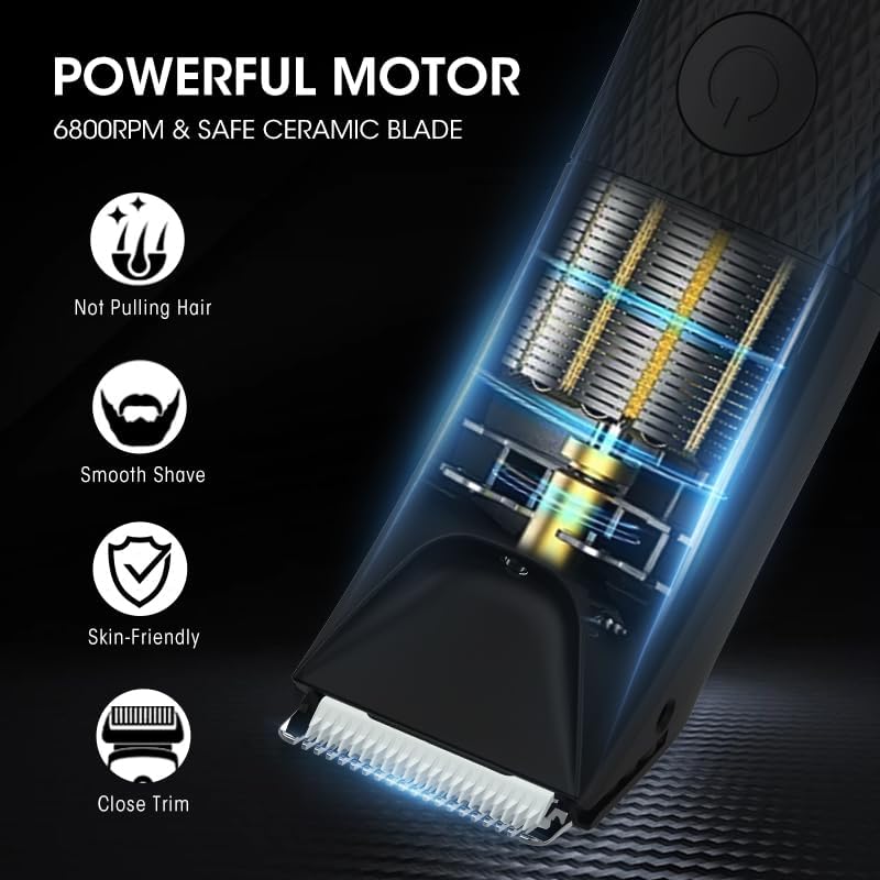 Manscape Trimmer for Men - Electric Body Hair Trimmer with Light, IPX7 Waterproof Electric Razor for Balls/Pubic/Groin/Legs/Chest Hair Removal, Lightweight with LED Display, Gifts for Him Dad