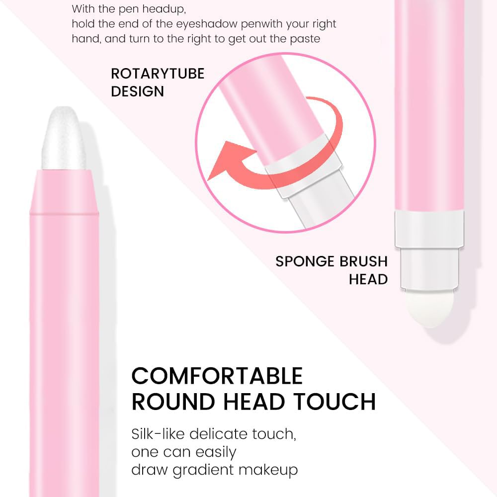 evpct 1Pcs Pearl White Shimmer Cream Eye Shadow Brightener Sticks for Eyes, Double Ended Cream Eyeshadow Stick Pencil Pen with Applicator, Eye Shadow Palette Highlighter Makeup Waterproof Pigmented 01