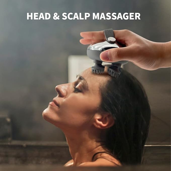 Scalp Massager, with 3 Kneading Modes and 8 Removable Claws Dog Cat Scratcher, Portable Handheld IPX7 Waterproof, Holiday Gifts for Him Her.