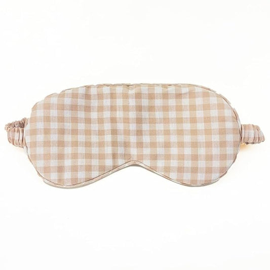 Linen Eye Mask for Girls,Travel Breathable Sleep Mask,Adjustable Strap, Hypoallergenic, Cooling with Travel Bag Gift Package(Gingham)