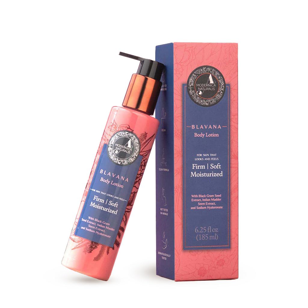 Blavana Body Lotion—Intensely Moisturizes Dry, Crepey Skin on the Neck, Arms, Thighs & Legs | Fast-Absorbing, Lightweight | Black Gram + Indian Madder + Sodium Hyaluronate + Glycerin | 6.25 fl. oz