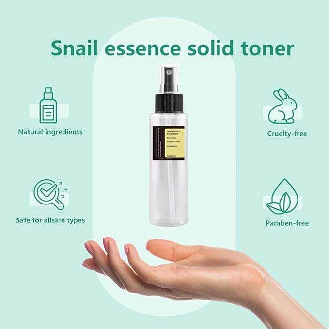 Snail Face Essence Solid Toner Spray, Fast Absorption Moisturizing Essence, Replenish Water Shrink Pore Anti-Wrinkles, Intensively Nourishment Smoothing Refreshing; 100ml/3.38 fl.oz (Snail)