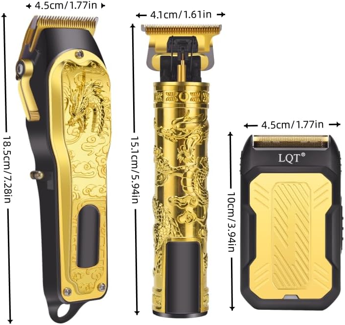 Professional 3-in-1 Haircut and Shaving Set, Gold Design LED Display 17 Accessories + Travel Storage Box, Equipped with Large Capacity Battery, Holiday Gift, Men's Gift