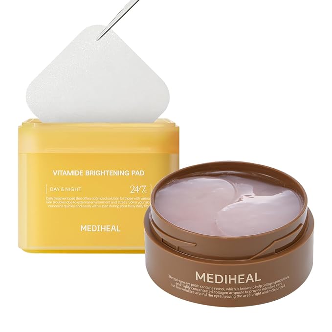 Mediheal Retinol Collagen Under Eye Patches & Vitamide Pad for Daily Skin Toning