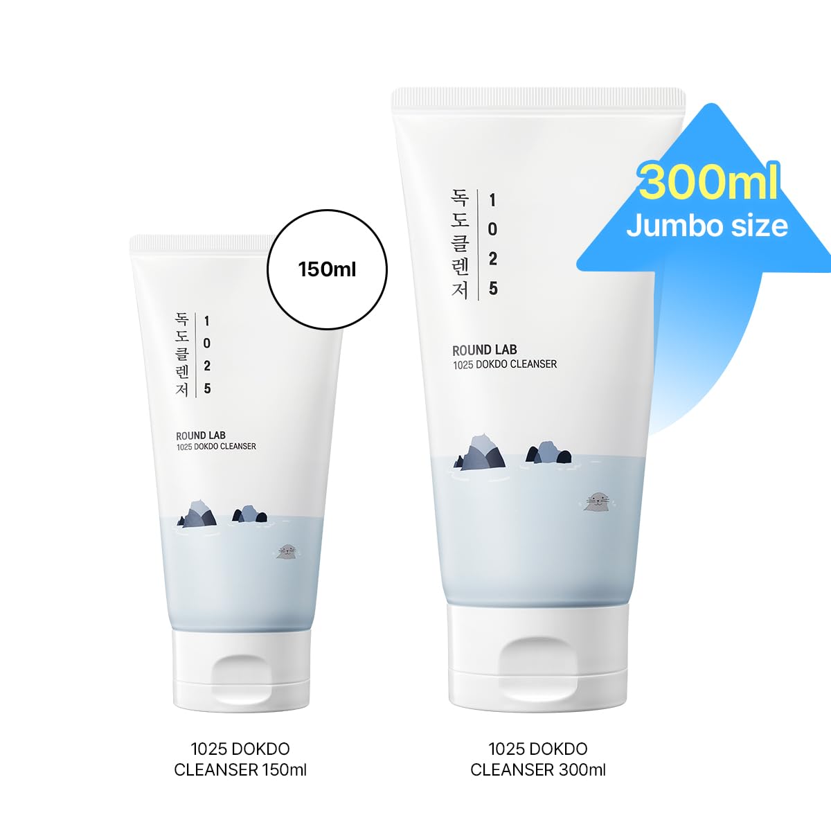 ROUND LAB 1025 Dokdo Cleanser 10.14 Fl Oz, Low pH Facial Cleanser for Sensitive Skin, Rich Soft Bubbles for Deep Cleansing and Makeup Removal, Hydrating Face Wash with Deep Sea Water, Korean Skin Care