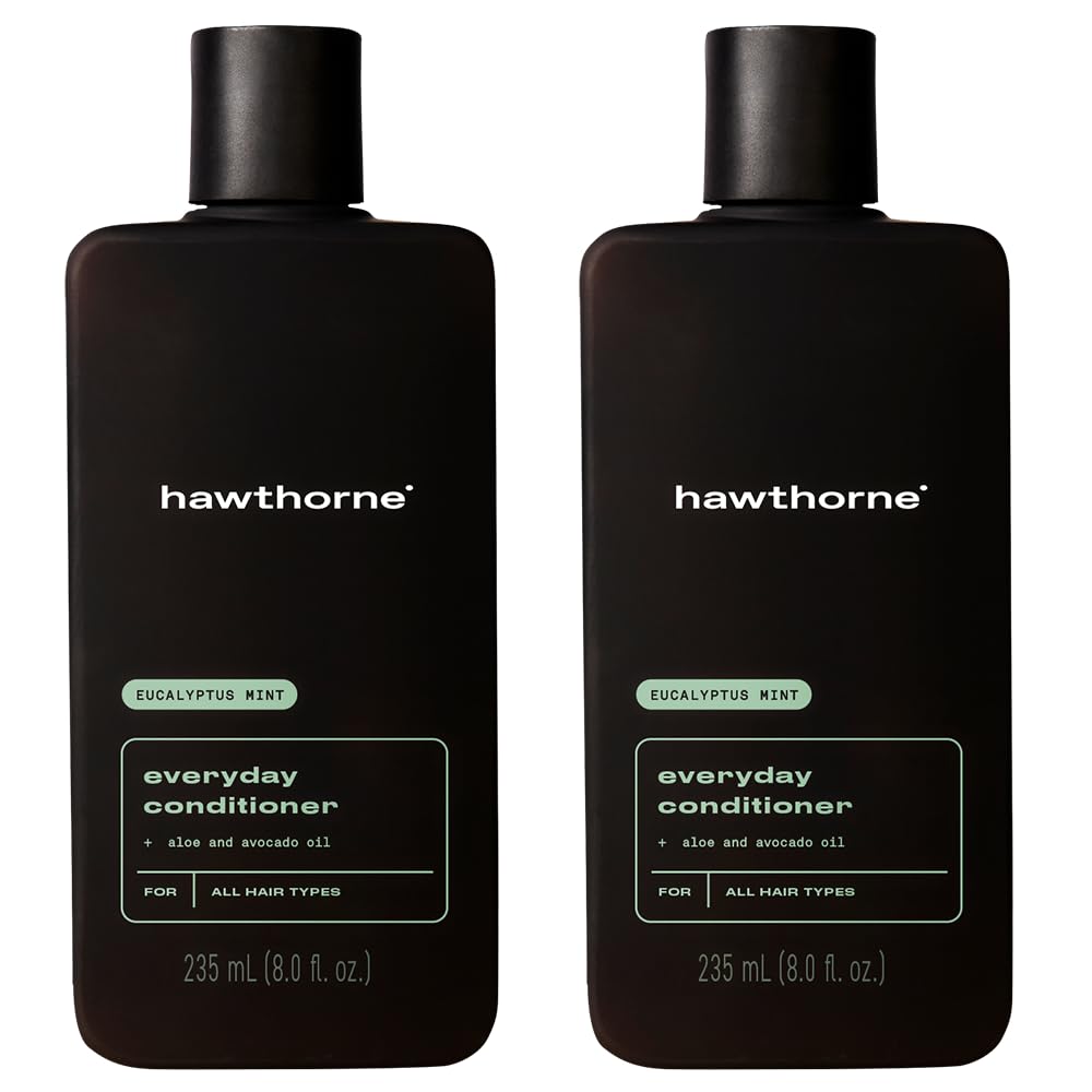 Hawthorne Everyday Conditioner For Men. Mens Conditioner For Stronger, Smoother, Healthier Hair with Plant-Derived Glycerin. Mint and Eucalyptus Scent. Natural, Sulfate Free, Paraben Free. 2-Pack.