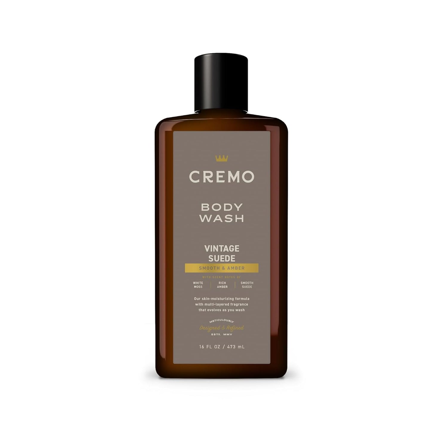 Cremo Body Wash Men, A Vintage Suede with Notes of White Moss and Rich Amber, 16 Fl Oz