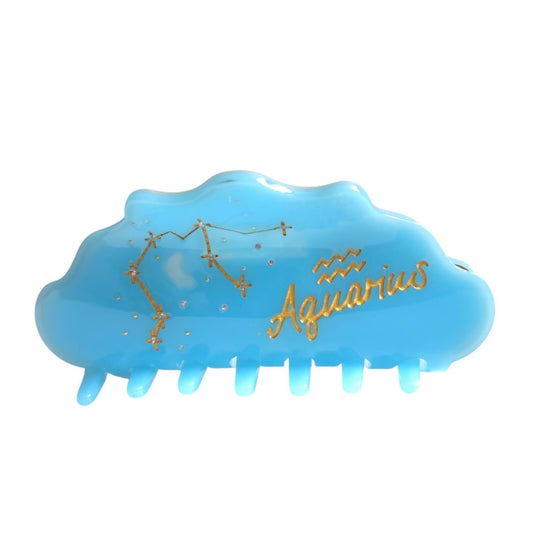 Fantasy Aquarius Sign Hair Clips,Novelty Acetate Claw Clip,Zodiac Hair Clips for Women,Blue