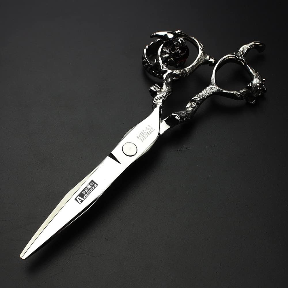 6/7/7.5/8/9 inch scissors silver professional hairdresser hair cut and trim diluted sharp 440C steel (6-inch flat shear)
