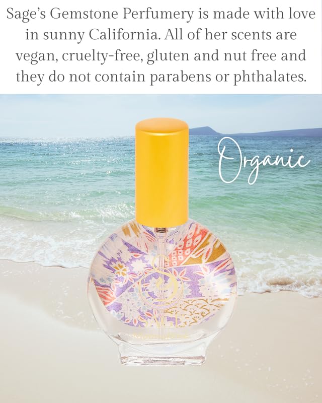 Moonstone Organic Mini Perfume Spray by Sage, Vegan & Cruelty-Free, Floral Scent, Gardenia, Paperwhites, Stargazer Lily - Made in USA, 1/2 oz Travel Size Perfume