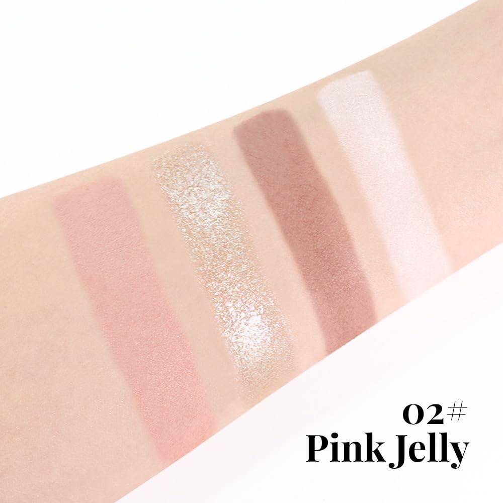 Eyeshadow Quads, 4 White Brown Golden Yellow Pink Matte Shimmer Eye Shadow Makeup Palette Pigmented Silver Glitter Metallic Eyeshadow Makeup Palette Sombra de ojos dorada ojos para ojos brillantes 02#