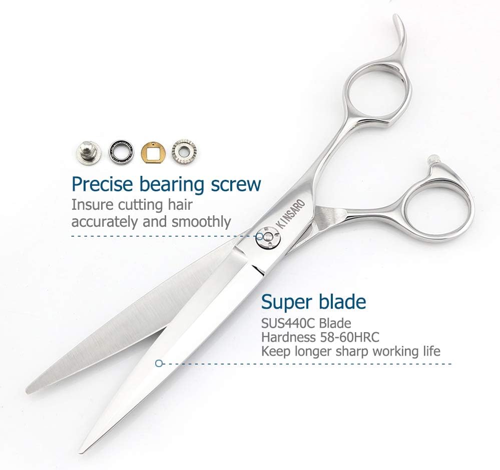 Barber Scissors 7" Professional Sliding Hair Scissors Willow Shape Sliding Hair Shears Professional Haircut Razor Edge 440c Barber Shears KINSARO for Hairdresser Barbershop or Home Use