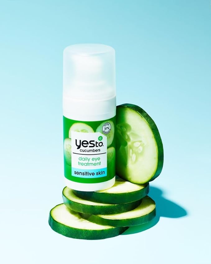 Yes To Cucumbers Sensitive Skin Set – Cooling Jelly Mask, Depuffing Under Eye Masks, Two-Step Eye Kit,