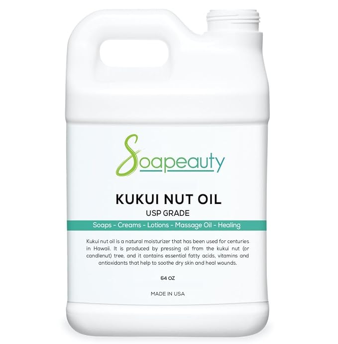 Soapeauty Kukui Nut Oil | 100% Pure & Natural | Cold Pressed | Moisturizing Oil for Skin, Hair, and Soap Making | 64 fl oz