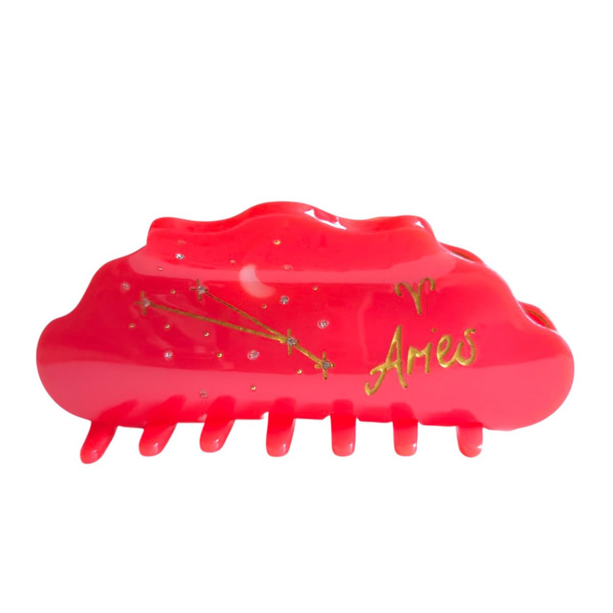 Fantasy Aries Sign Hair Clips,Novelty Acetate Claw Clip,Zodiac Hair Clips for Women,Red