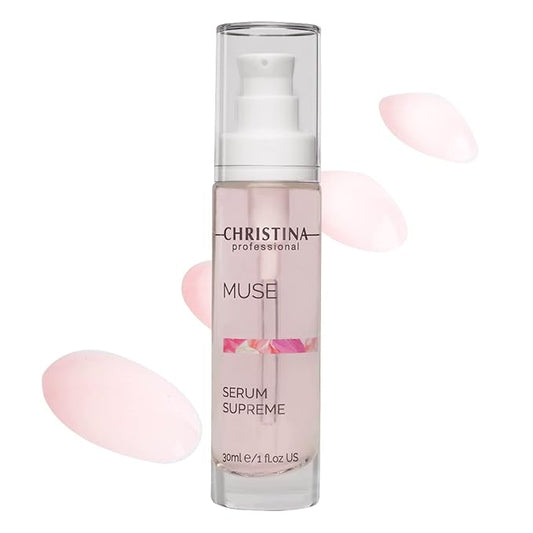 Christina Muse Supreme Serum for Face with Hyaluronic Acid | Quick Absorption Face Serum for Hydration and Antioxidant Effect | Reduces Aging Signs | Delicate Rose Scent | For All Skin Types 30ml