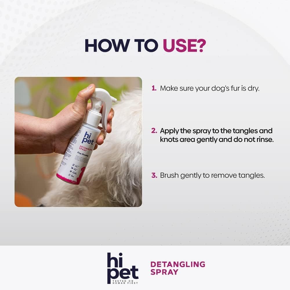 Hi Pet Doodle Detangler Spray for Dogs and Cats, Healthy and Shiny Furs, Cat and Dog Detangler Spray Dematting, Leave in Conditioner for Dogs and Cats, All Natural Formula, 3.38 Fl Oz