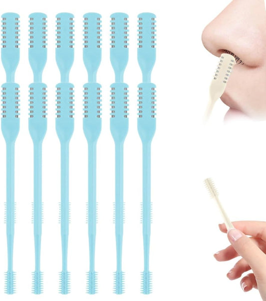 2025 Upgraded Nasal Hair Cutter, 2-in-1 Professional Nostril Hair Remover Tool, Sharp & Safe Double Sided Knife, 360° Rotating Nose Hairs Removal Trimmer Travel Essentials (Blue, 12PCS)
