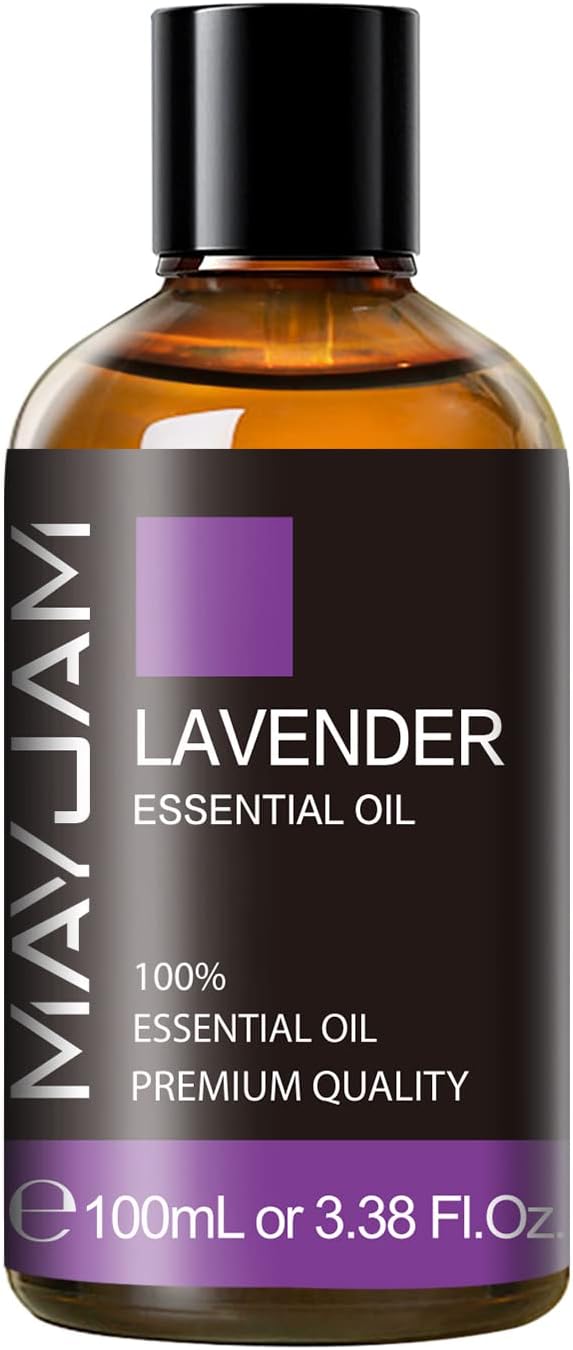 Lavender Essential Oil 100ML, MAYJAM Pure Essential Oils for Diffusers, Massage, Lavender Oil for Soap Candle Making, Huge 3.38FL.OZ Bottle