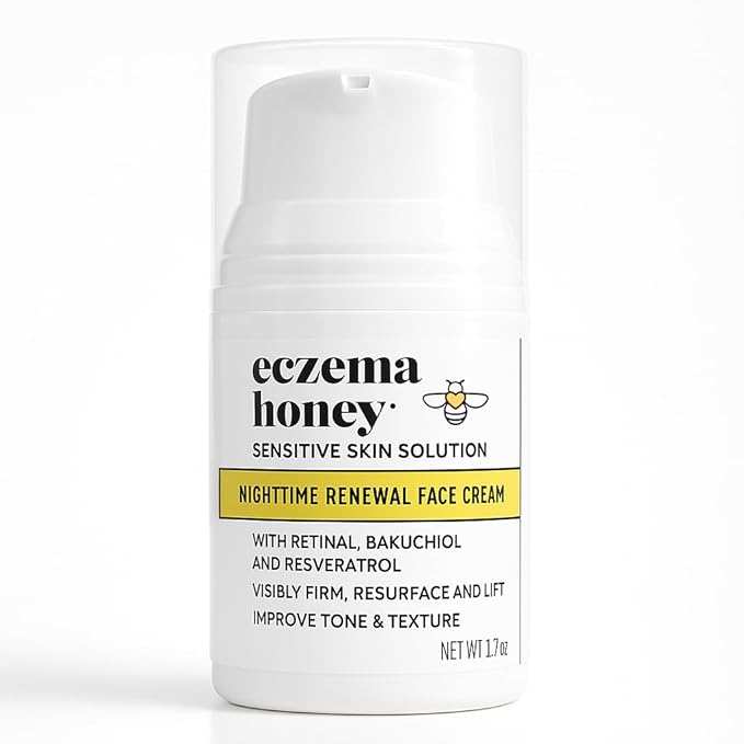 ECZEMA HONEY Concentrated Nighttime Renewal Face Cream - Anti Aging Skin Care Products - Unscented Face Moisturizer for Eczema, Dry & Sensitive Skin (1.7 Oz)