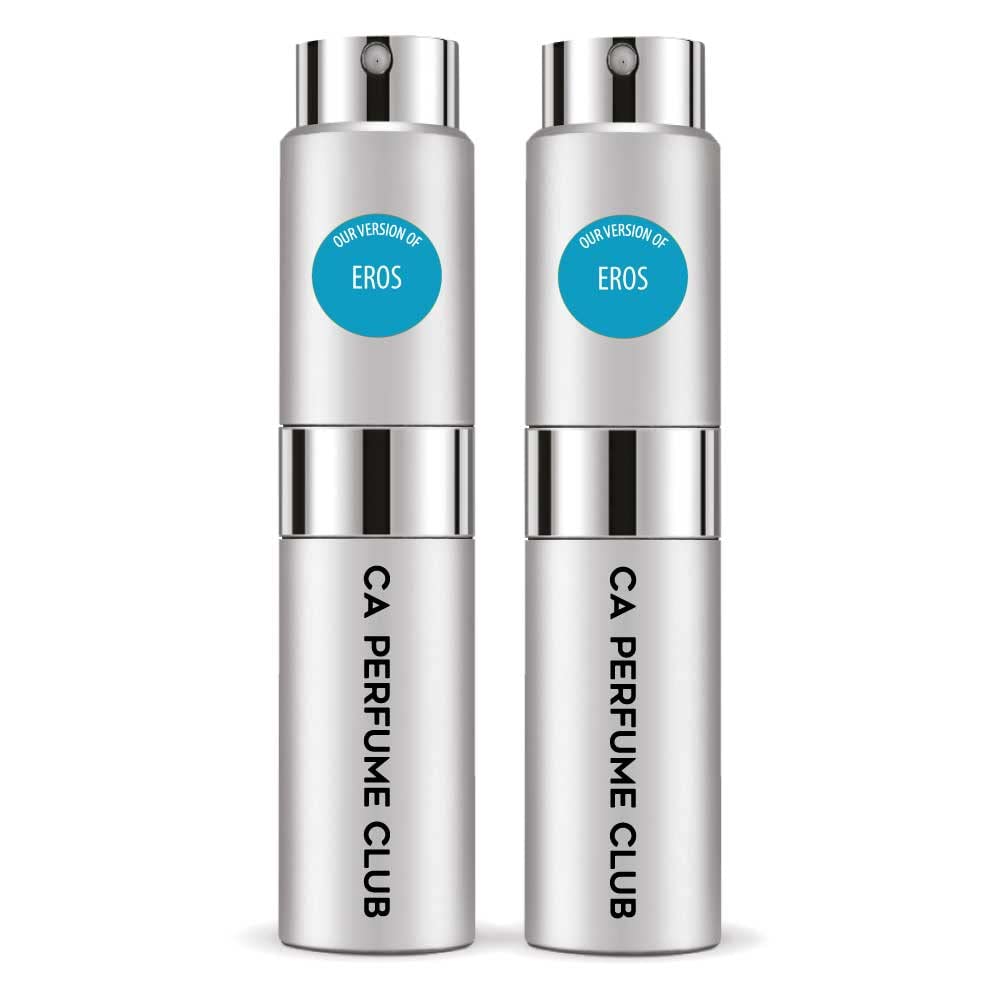 CA Perfume Impression of Eros for Men Aromatic Fougere Scent Long Lasting Cologne for Men Eau De Parfum Travel Size Refillable Atomizer Spray 0.27 Fl Oz 8ml Pack of 2