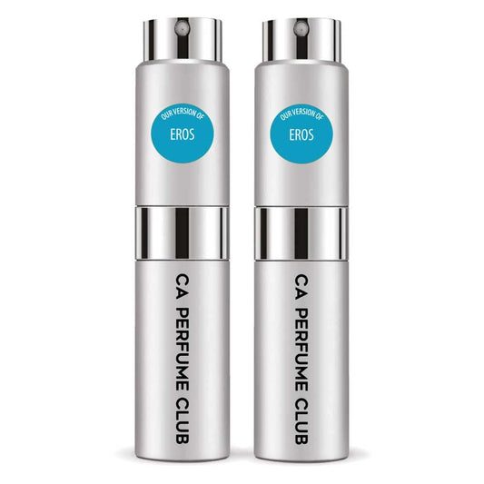 CA Perfume Impression of Eros for Men Aromatic Fougere Scent Long Lasting Cologne for Men Eau De Parfum Travel Size Refillable Atomizer Spray 0.27 Fl Oz 8ml Pack of 2