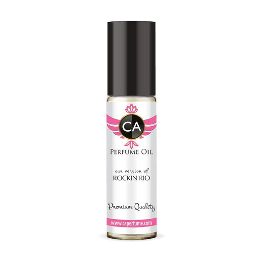 CA Perfume Impression of Rockin Rio For Women Body Oil Dupes Alcohol-Free Essential Aromatherapy Sample Travel Size Concentrated Long Lasting Attar Roll-On 0.3 Fl Oz/10ml