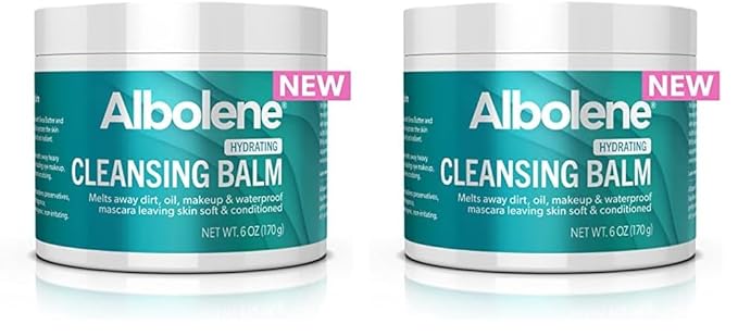 Albolene Cleansing Balm, Hydrating Makeup Remover and Face Wash with Shea Butter and Jojoba Oil, 6 fl oz, Packaging May Vary (Pack of 2)