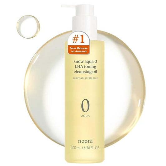 NOONI Facial Cleanser - Snow Aqua 0 LHA Toning Cleansing Oil | Makeup Blackhead Remover, Pore Control, Glass Skin, Help Control Sebum, Revitalizing, Mother's Day, 6.76 Fl Oz (200 ml)
