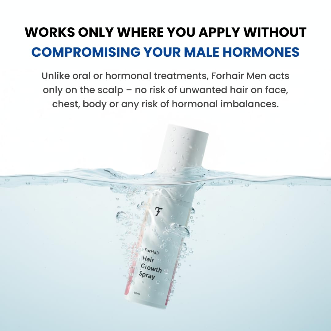 ForHair- Men Hair Growth Spray – Stimulates New Hair, Strengthens Follicles – Local Regrowth Action, No Unwanted Body Hair – Safe and Easy Alternative to Pills,Costly and Painful Treatments