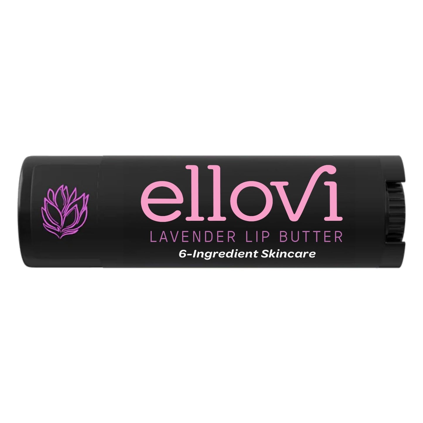 Ellovi Natural Lip Butter Lip Balm - Lavender - Pure Enough to Eat - Made With Just 6 Vegan Ingredients - 100% Natural & Organic Moisturizing Lip Care for All Day Hydration (Single)