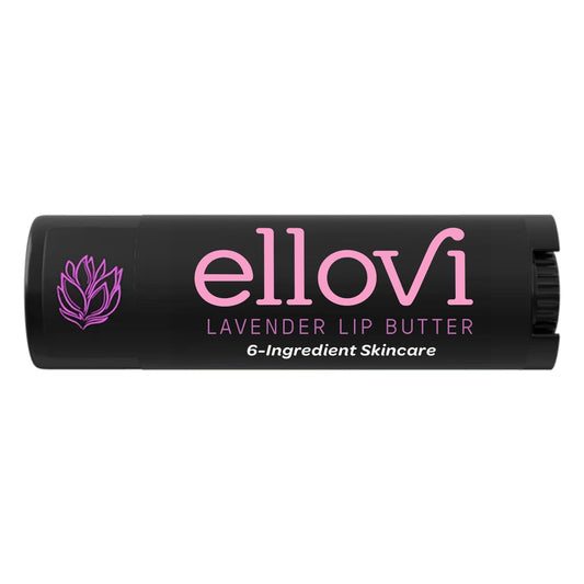Ellovi Natural Lip Butter Lip Balm - Lavender - Pure Enough to Eat - Made With Just 6 Vegan Ingredients - 100% Natural & Organic Moisturizing Lip Care for All Day Hydration (Single)