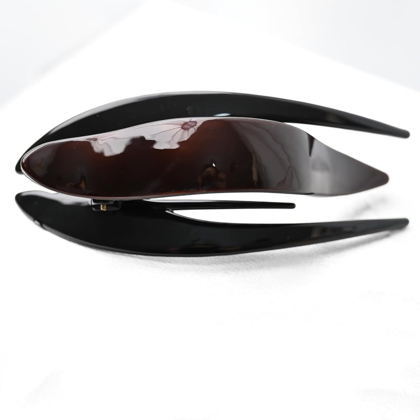 Handmade Celluloid French Design Tortoise Shell Barrettes Side-slide Opening Duck Luxury Fashion Accessories Hair Clip Claw for Women (chocolate)