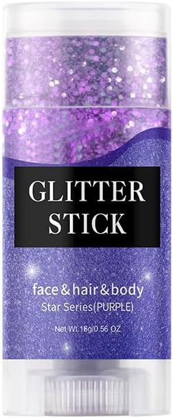Purple Face Glitter Stick,Holographic Sequins Paint Sparkling Body Glitter Gel Makeup for Women. (Purple face Glitter Stick)